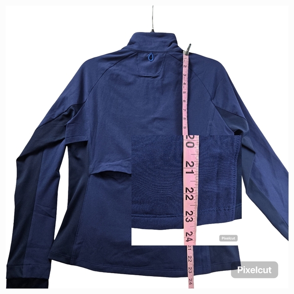 Brooks Fusion Hybrid Jacket Navy Blue Bolt Packable Built-In Mesh Backpack - Picture 15 of 16